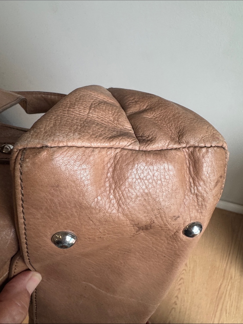 b. makowsky Tan Leather Shoulder Bag with Front Zip Pocket - Picture 8 of 8